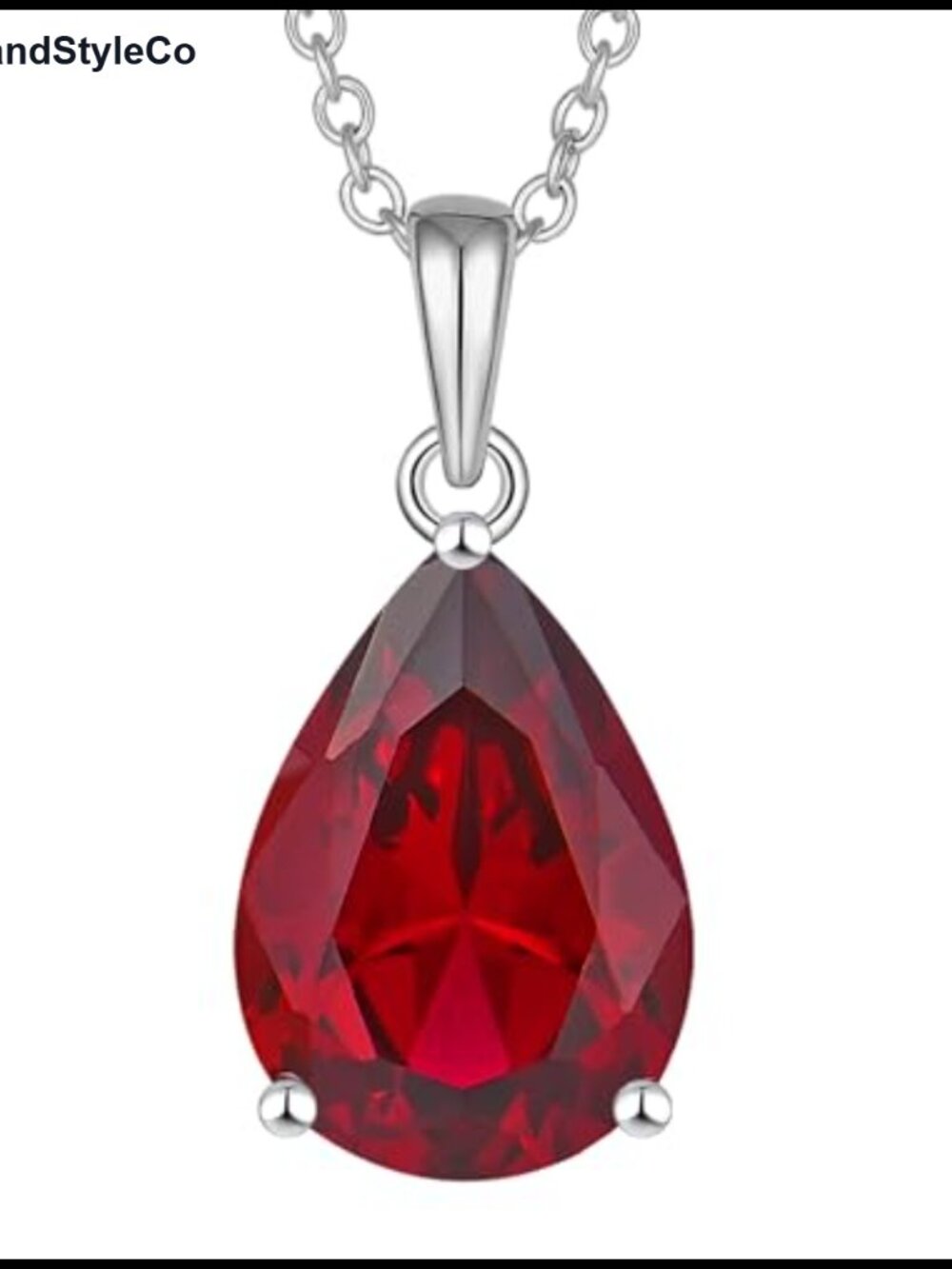 Teardrop Necklace for Women Brass Solitaire Pendant Pear Cut Birthstone Jewelry
